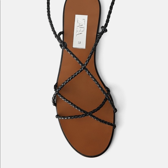 NWT’s Braided Zara Black Leather Strap Sandals 7.5 - Picture 6 of 6
